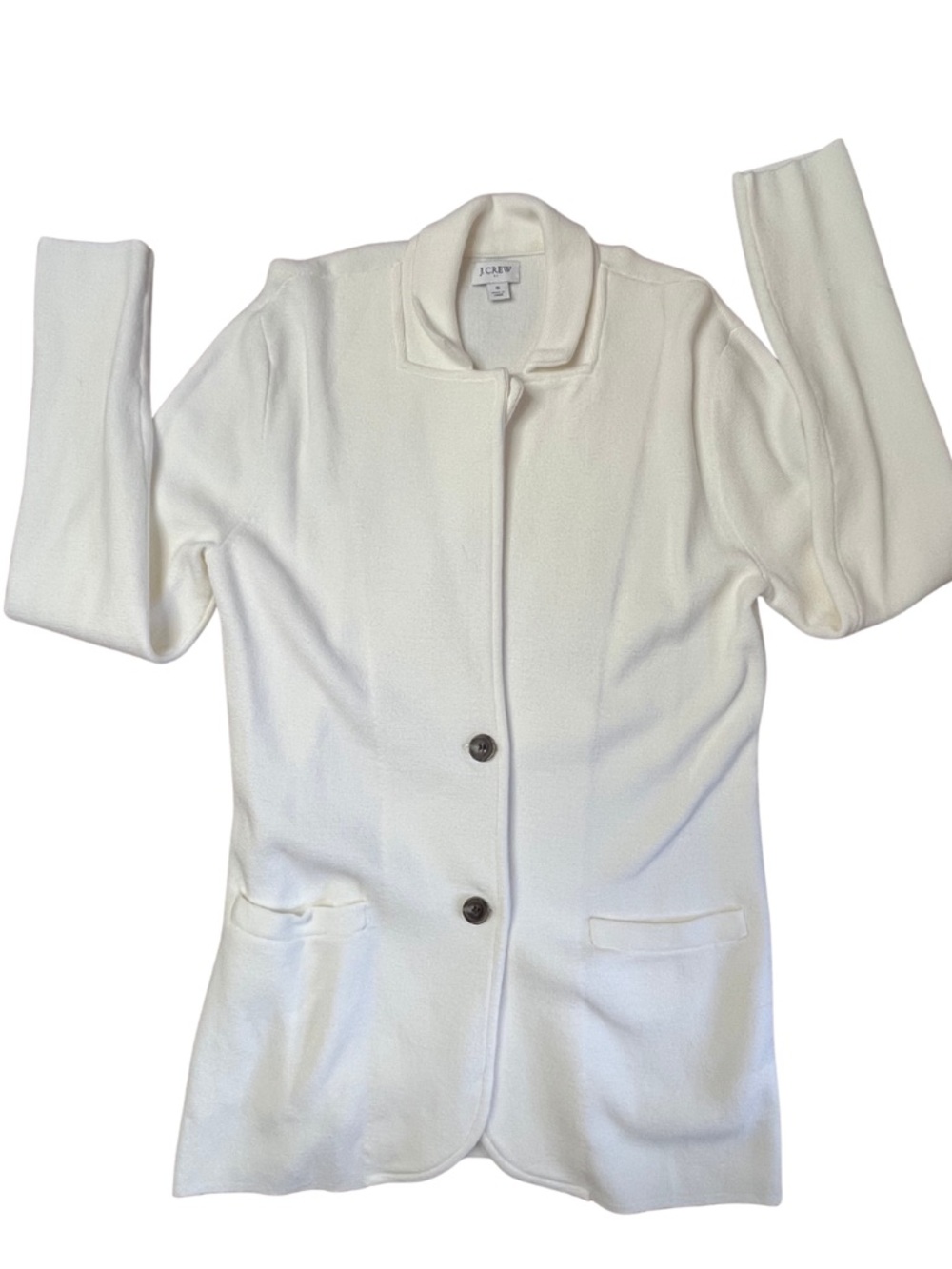 J.Crew White Cotton Sweater Blazer Jacket Size Small